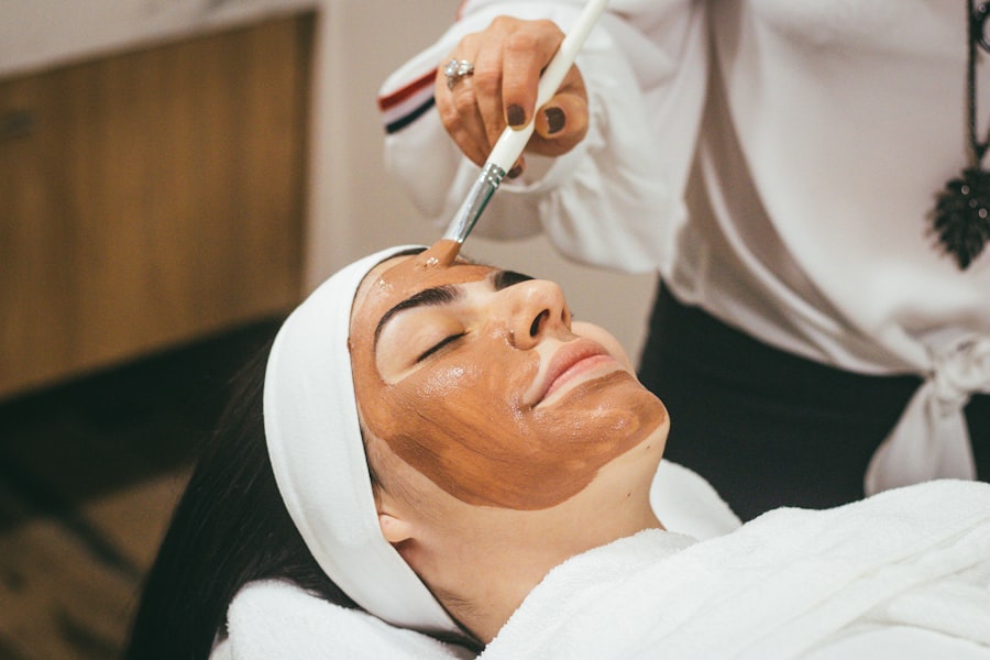 Facial treatment being applied in a spa setting